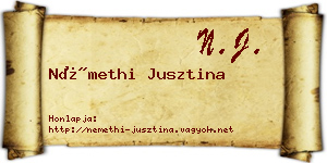 Némethi Jusztina névjegykártya
